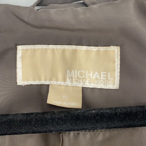 Michael Michael Kors Women's Trench Rain Coat Size S Petite Olive Green Belted - Picture 2 of 10